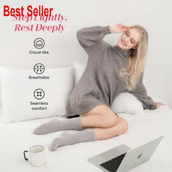 Ultra Soft Fuzzy Slipper Socks Cozy Cloud-Like Comfort Spa Home Lounge - Picture 6 of 8